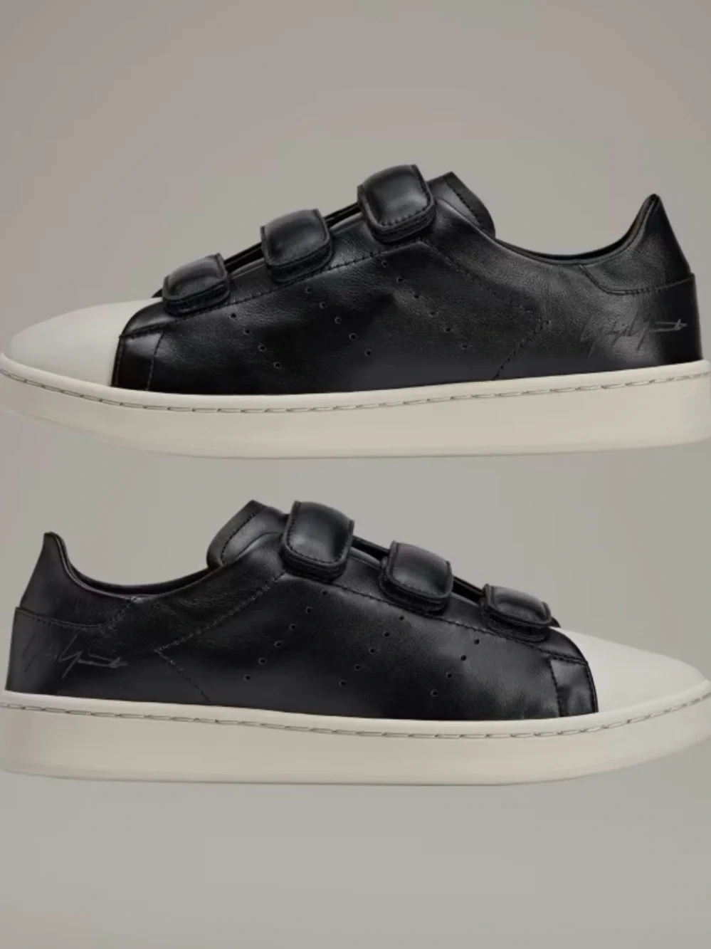 adidas Men's Black Leather Velcro Strap Sneakers Yohji Yamamoto Stan Smith Y-3